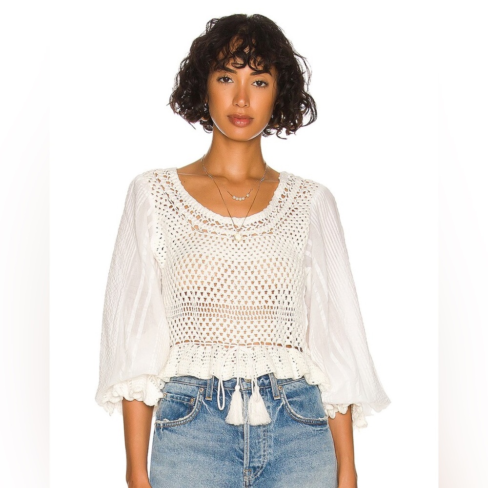 NWT Free People Megan Crochet Top In Ivory